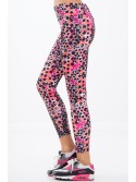 Colorful sports leggings in geometric shapes / orange H0010 - Online store - Boutique